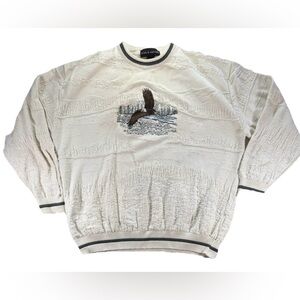 Vintage Croft & Barrow Eagle Sweater Men's XL Embroidered Textured Knit USA Made